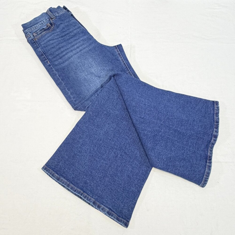 Sofia Vergara Hi Rise Margot Wide Leg Faded Stretch Denim Jeans 14 Medium Wash - Picture 9 of 13